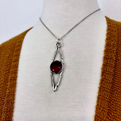 Red Carnelian Crystal Necklace in Fine Silver / Foxlark Collection - One of a Kind