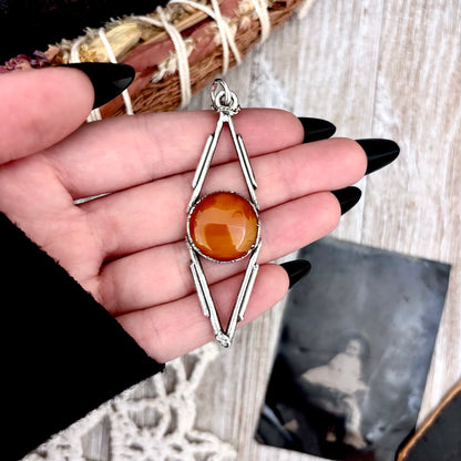 Red Carnelian Crystal Necklace in Fine Silver / Foxlark Collection - One of a Kind