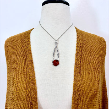 Red Carnelian Crystal Necklace in Fine Silver / Foxlark Collection - One of a Kind