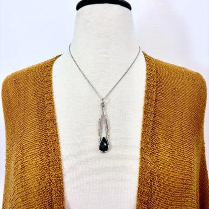 Spiderweb Obsidian Crystal Necklace in Fine Silver / Foxlark Collection - One of a Kind