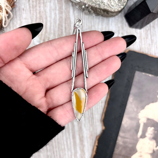 Yellow Mookaite Crystal Necklace in Fine Silver / Foxlark Collection - One of a Kind