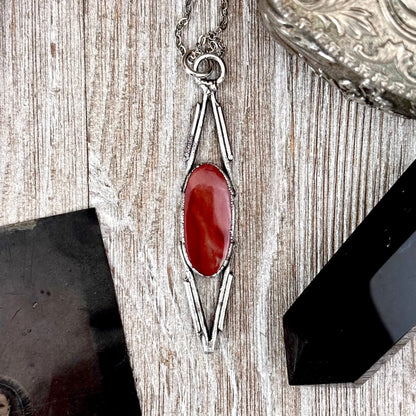 Red Mookaite Crystal Necklace in Fine Silver / Foxlark Collection - One of a Kind