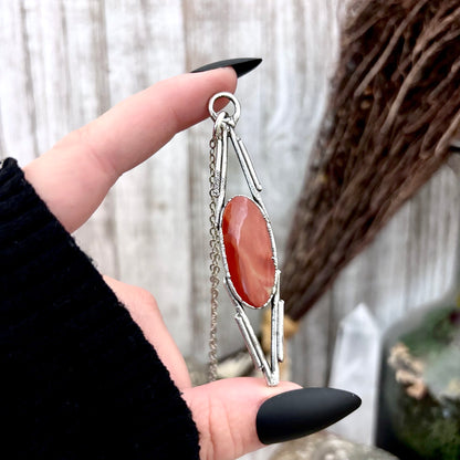 Red Mookaite Crystal Necklace in Fine Silver / Foxlark Collection - One of a Kind