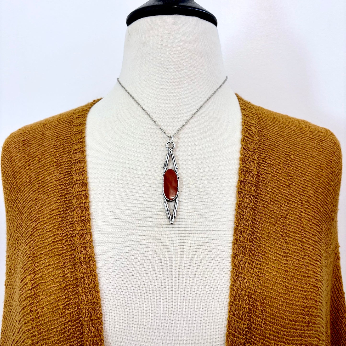 Red Mookaite Crystal Necklace in Fine Silver / Foxlark Collection - One of a Kind