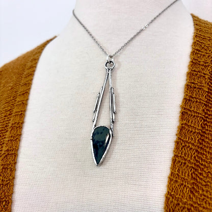 Spiderweb Obsidian Crystal Necklace in Fine Silver / Foxlark Collection - One of a Kind