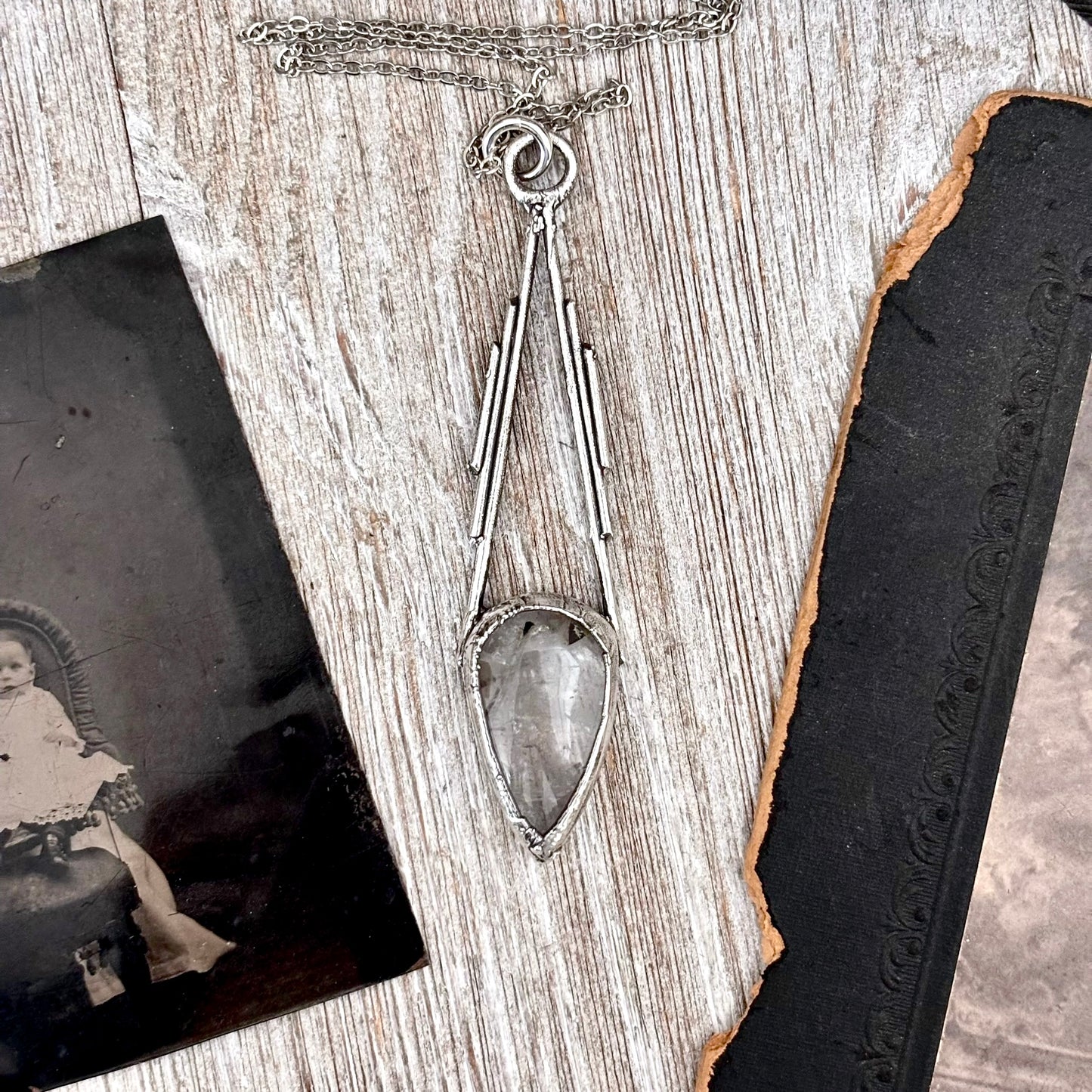 Tourmaline Quartz Crystal Necklace in Fine Silver / Foxlark Collection - One of a Kind