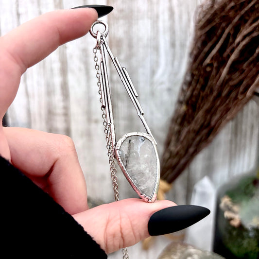 Tourmaline Quartz Crystal Necklace in Fine Silver / Foxlark Collection - One of a Kind