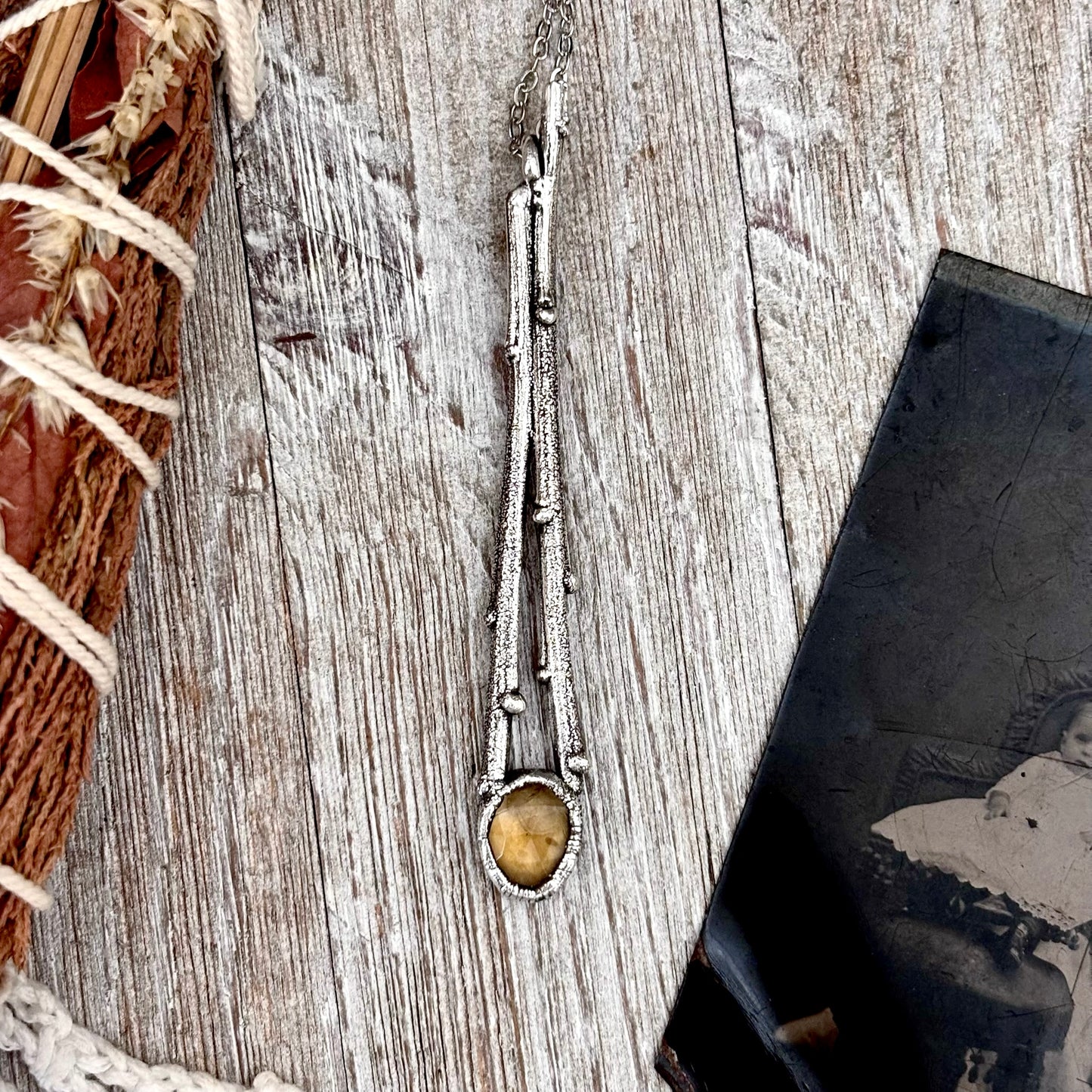 Citrine Crystal Necklace in Silver / Sticks & Stones Collection