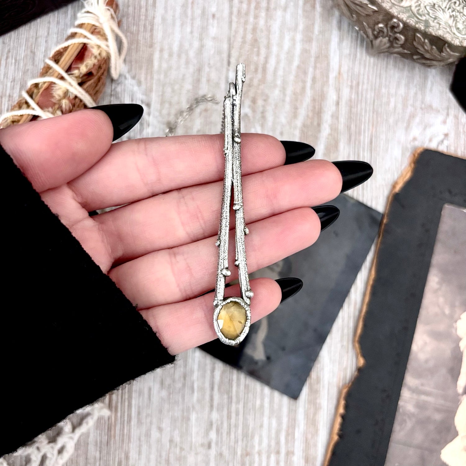 Citrine Crystal Necklace in Silver / Sticks & Stones Collection FOXLARK