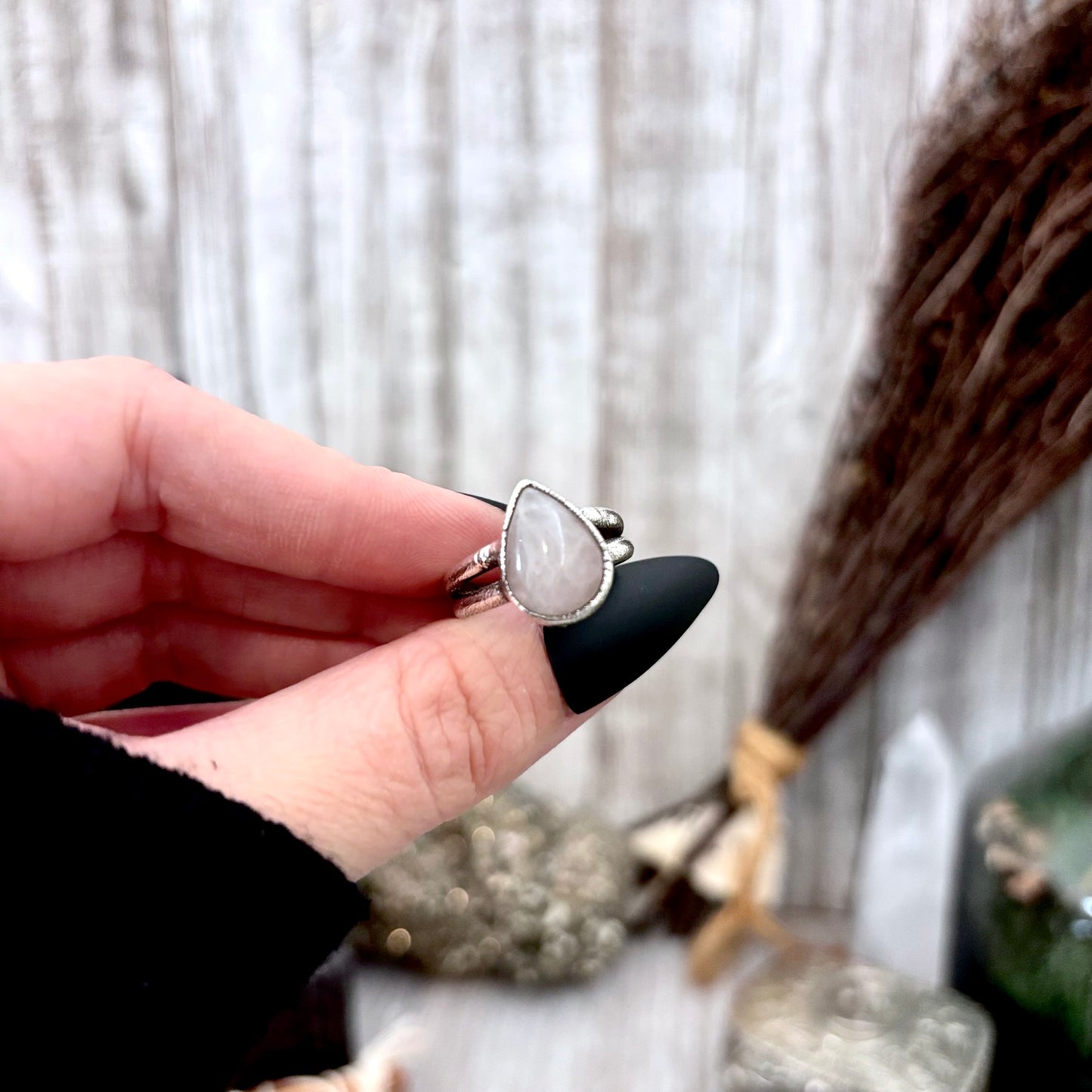 Rose Quartz Ring Fine Silver Stone Ring Size 7 / Foxlark Collection- One of a Kind