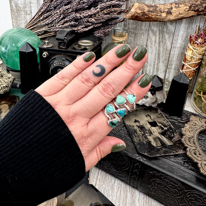 Handmade Tibetan Turquoise Ring in Fine Silver / Size 6.5 8 9 10 10.5 / Foxlark Collection