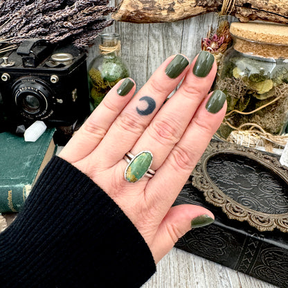 Handmade Tibetan Turquoise Ring in Fine Silver / Size 7 8 9 / Foxlark Collection