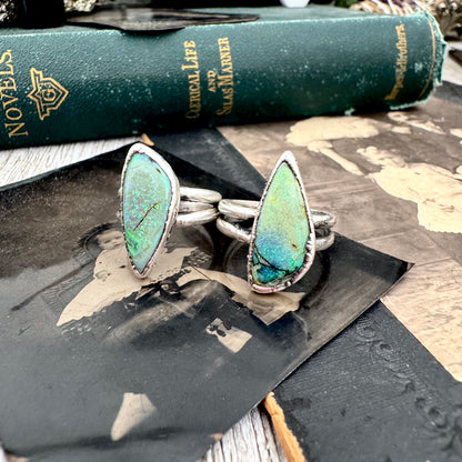 Handmade Sterling Opal Ring in Fine Silver / Size 7 8 9 9.5 / Foxlark Collection