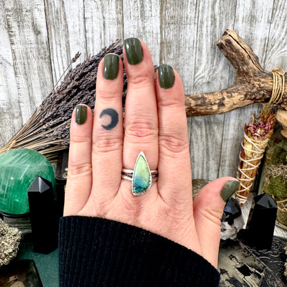 Handmade Sterling Opal Ring in Fine Silver / Size 7 8 9 9.5 / Foxlark Collection