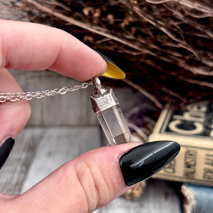 Dainty Raw Smoky Quartz Necklace in Silver/ Foxlark Collection