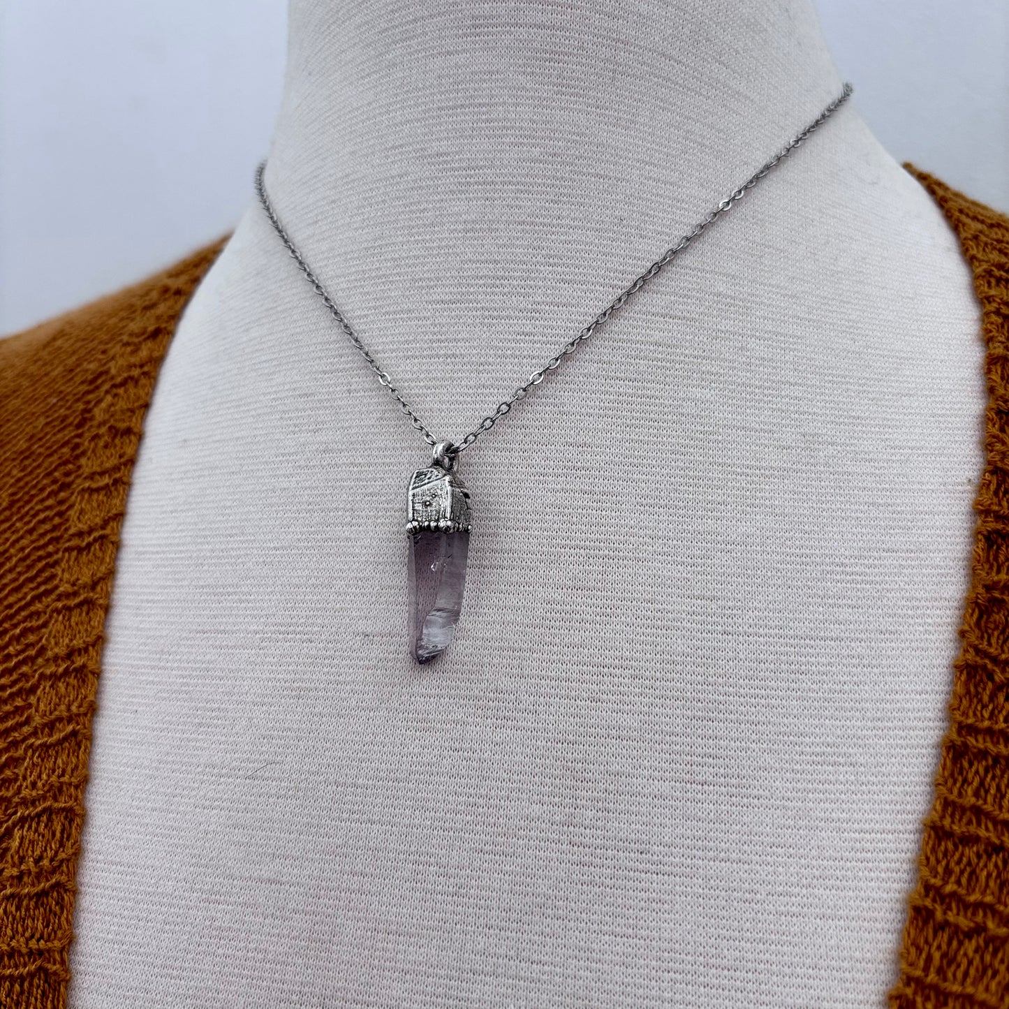 Dainty Raw Vera Cruz Amethyst Necklace in Silver/ Foxlark Collection