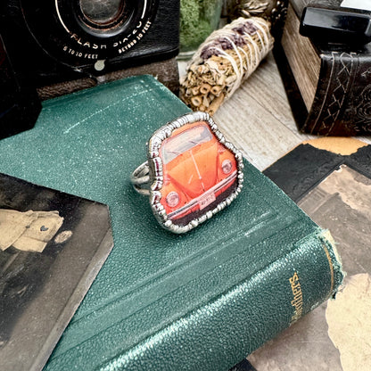 Vintage Car VW Bug - Fine Silver Ring Size 10.5 The Paper Projects Collection / One of a Kind