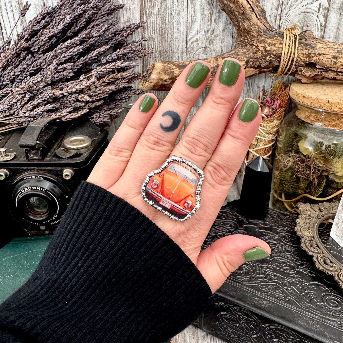 Vintage Car VW Bug - Fine Silver Ring Size 10.5 The Paper Projects Collection / One of a Kind