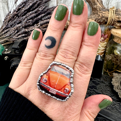 Vintage Car VW Bug - Fine Silver Ring Size 10.5 The Paper Projects Collection / One of a Kind
