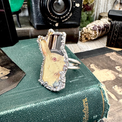 Vintage Rabbit with Top Hat- Fine Silver Ring Size 10 The Paper Projects Collection / One of a Kind