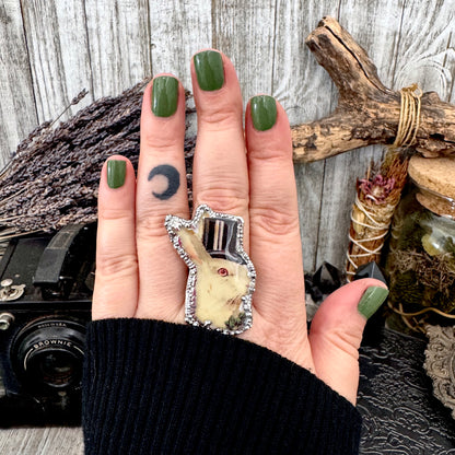 Vintage Rabbit with Top Hat- Fine Silver Ring Size 10 The Paper Projects Collection / One of a Kind