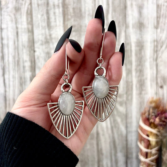 Rose Quartz Fine Silver Crystal Dangle Earrings / Long Dangle Witchy Earrings