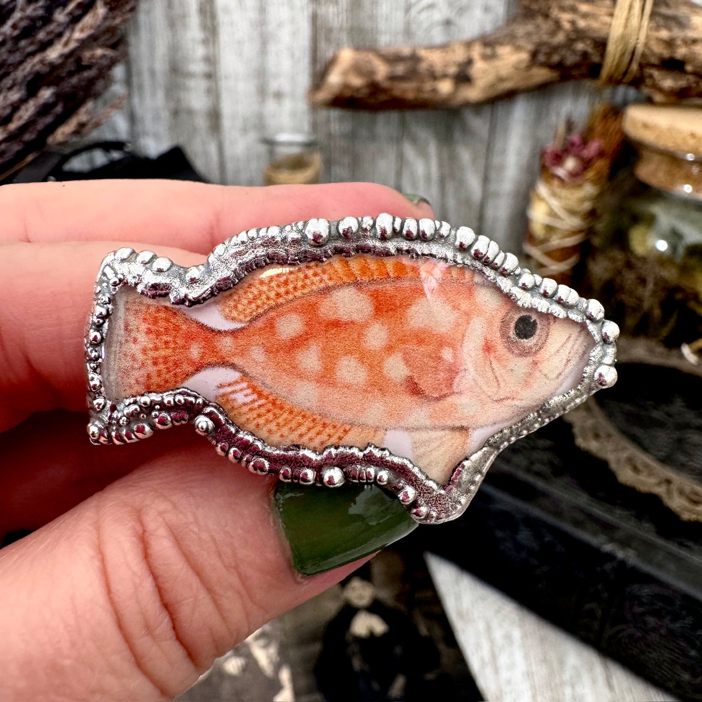 Vintage Fish- Fine Silver Ring Size 9 The Paper Projects Collection / One of a Kind