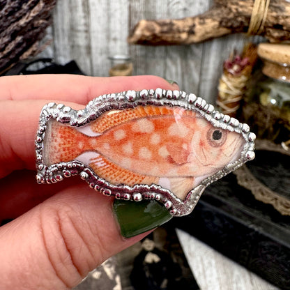 Vintage Fish- Fine Silver Ring Size 9 The Paper Projects Collection / One of a Kind