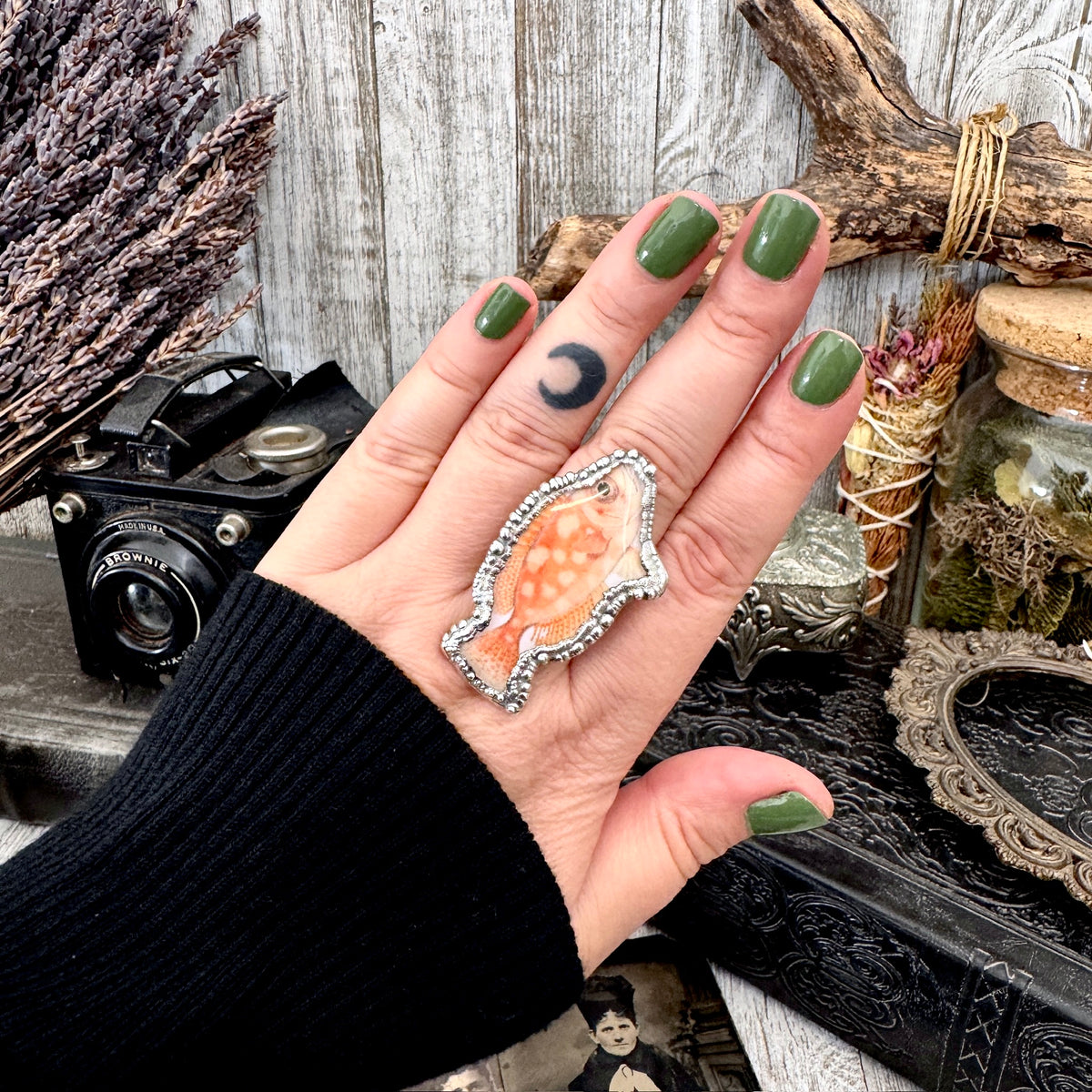 Vintage Fish- Fine Silver Ring Size 9 The Paper Projects Collection / One of a Kind FOXLARK