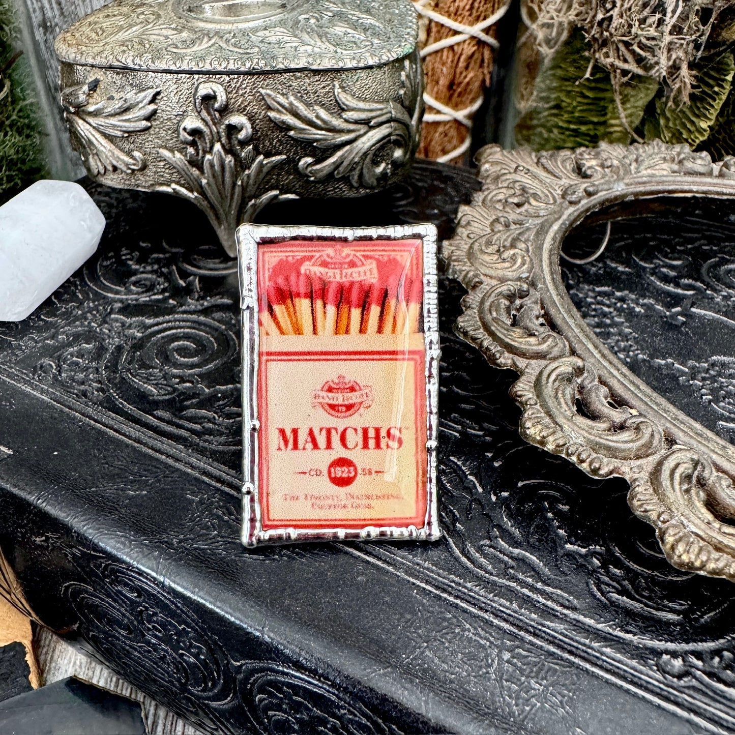 Vintage Matchbox- Fine Silver Ring Size 10 The Paper Projects Collection / One of a Kind