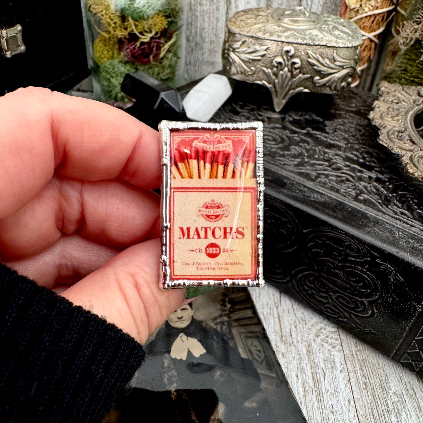 Vintage Matchbox- Fine Silver Ring Size 10 The Paper Projects Collection / One of a Kind