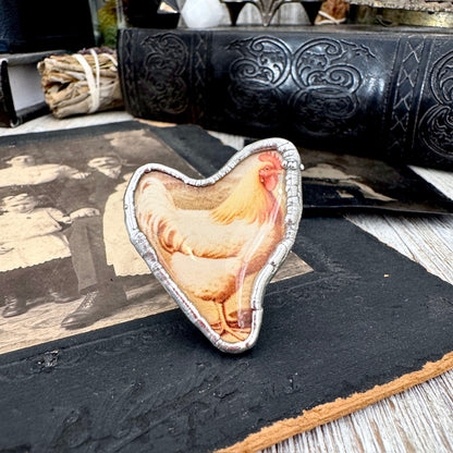 Vintage Chicken (Medium)- Fine Silver Ring Size 7.5 The Paper Projects Collection / One of a Kind