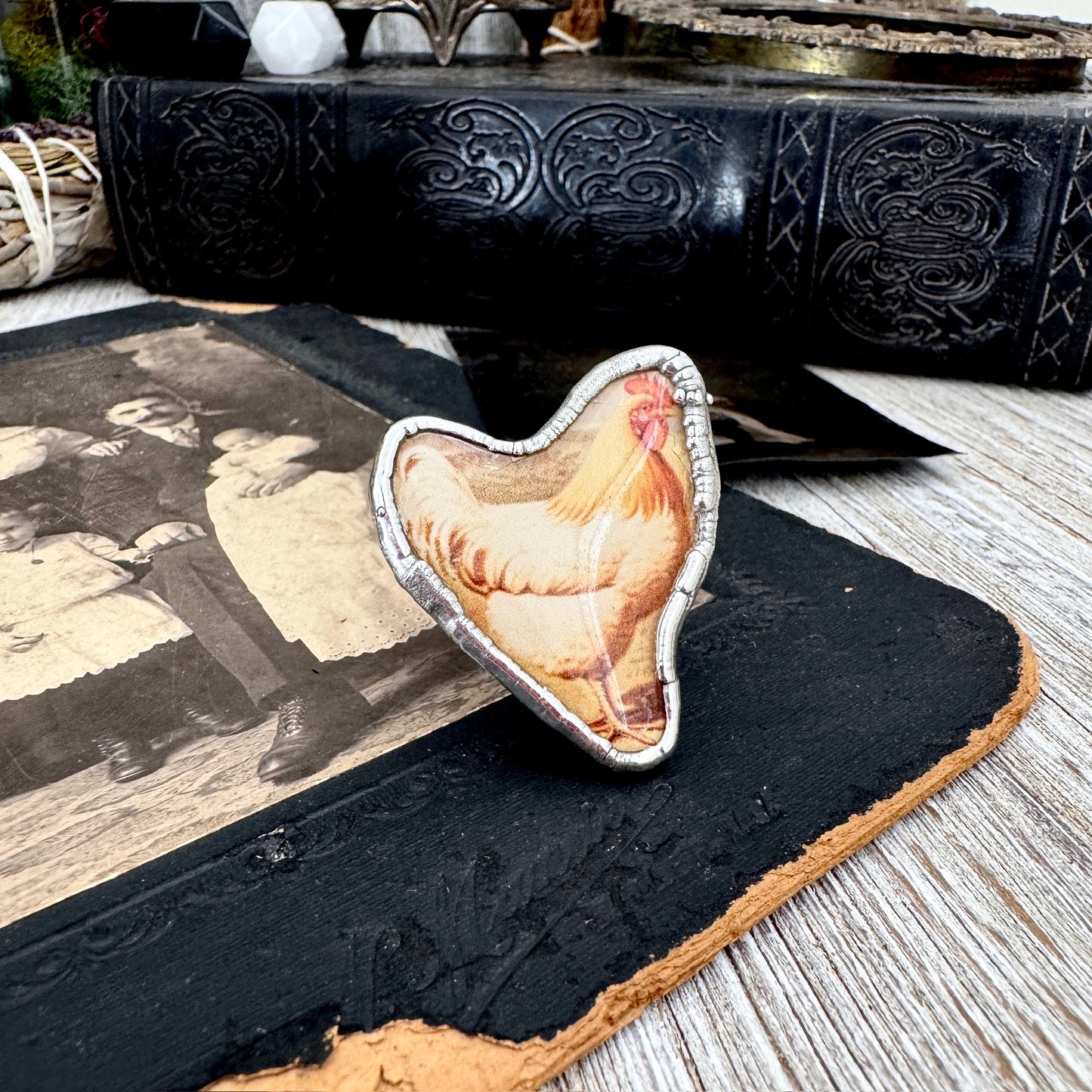 Vintage Chicken (Medium)- Fine Silver Ring Size 7.5 The Paper Projects Collection / One of a Kind