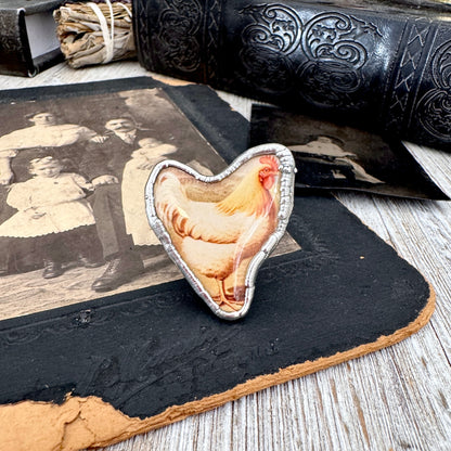 Vintage Chicken (Medium)- Fine Silver Ring Size 7.5 The Paper Projects Collection / One of a Kind