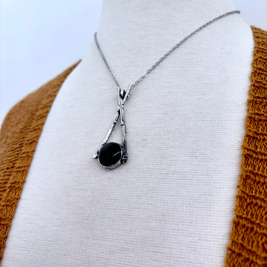 Smoky Quartz Crystal Necklace in Silver /Sticks & Stones Collection