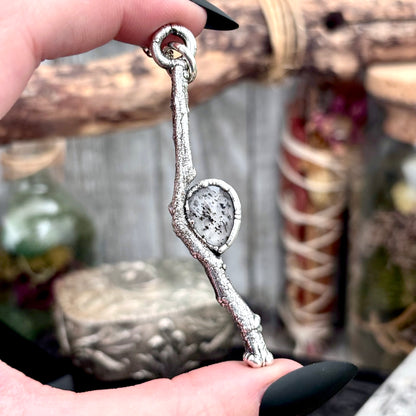 Graphite Included Quartz Crystal Necklace in Silver / Sticks & Stones Collection