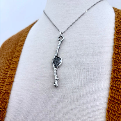 Graphite Included Quartz Crystal Necklace in Silver / Sticks & Stones Collection