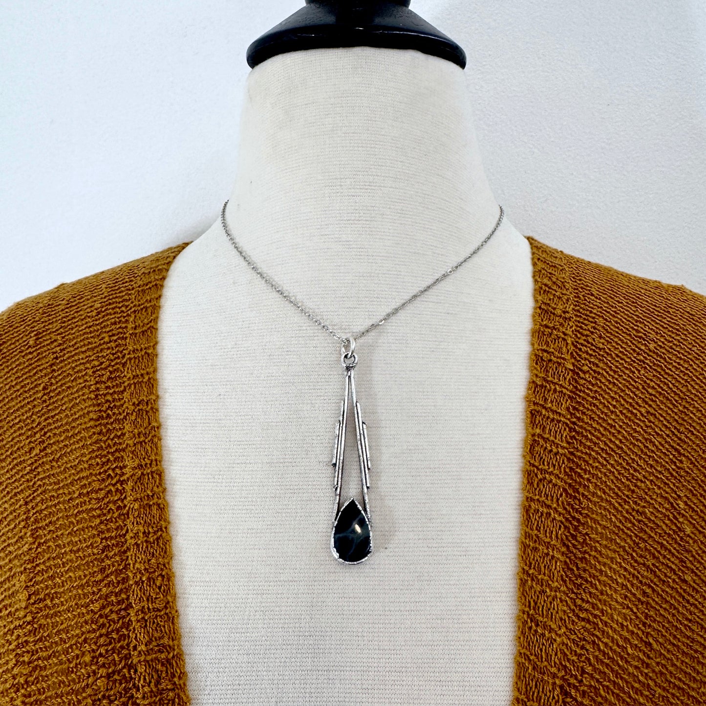 Spiderweb Obsidian Crystal Necklace in Fine Silver / Foxlark Collection - One of a Kind