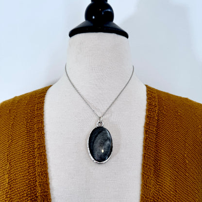 Silver Sheen Obsidian Necklace in Fine Silver / Foxlark Collection - One of a Kind