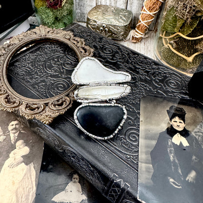 Multi Stone River Rock Clear Quartz and Sea-glass Ring In Silver Size 8.5 / Foxlark Collection