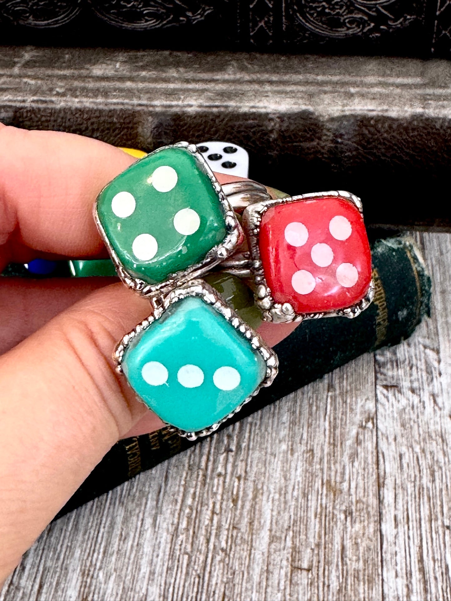 Playing Games - Dice Ring Fine Silver Size 6 7 8 9 10 11 / One of a Kind
