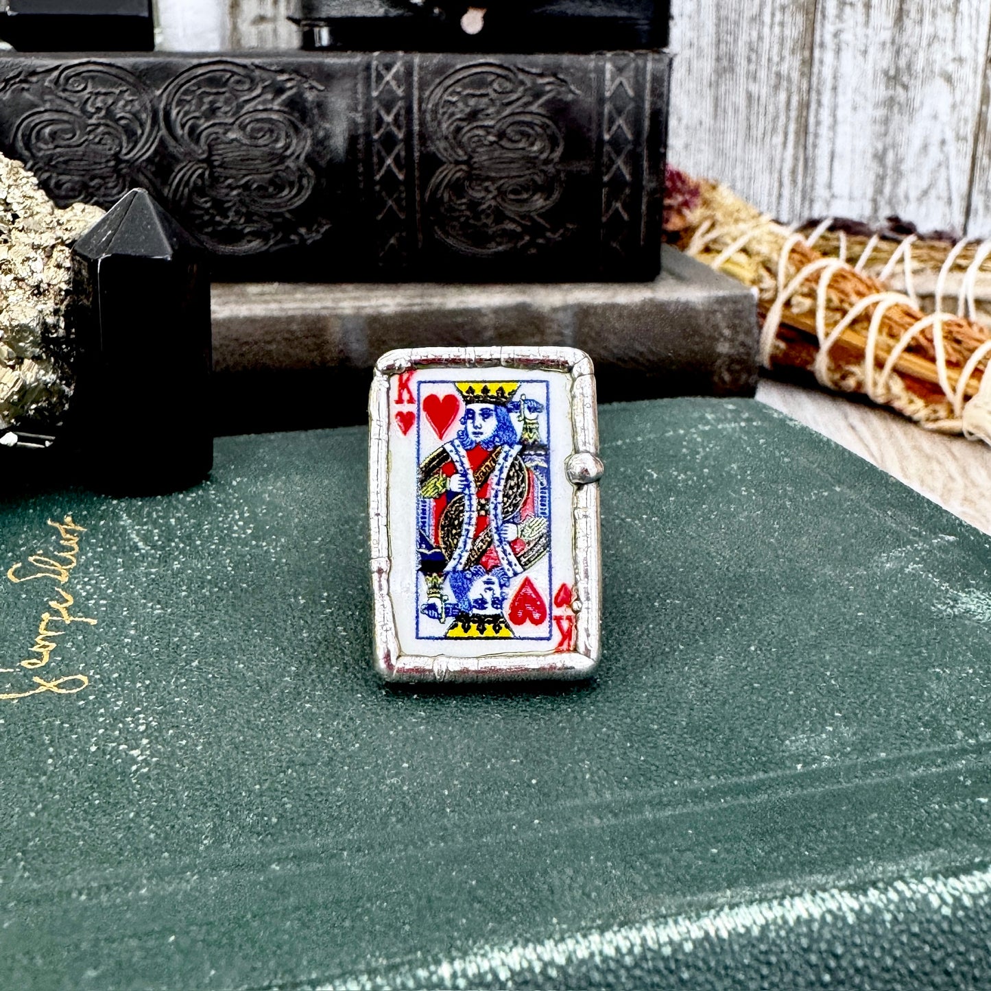 Playing Games - King Of Hearts Playing Card Ring Fine Silver Size 7 9.5 / One of a Kind
