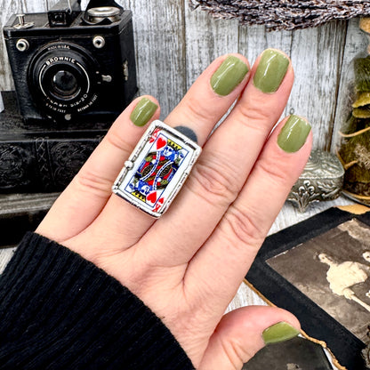 Playing Games - King Of Hearts Playing Card Ring Fine Silver Size 7 9.5 / One of a Kind