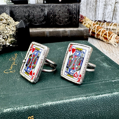 Playing Games - King Of Hearts Playing Card Ring Fine Silver Size 7 9.5 / One of a Kind