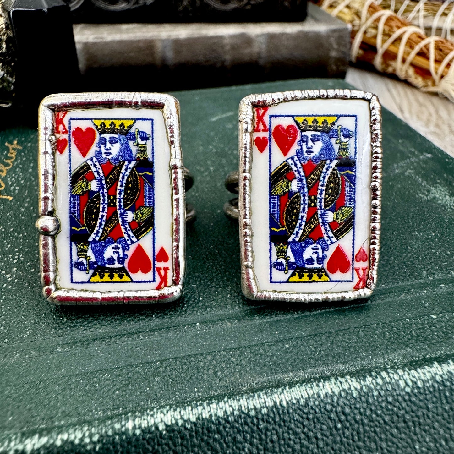 Playing Games - King Of Hearts Playing Card Ring Fine Silver Size 7 9.5 / One of a Kind
