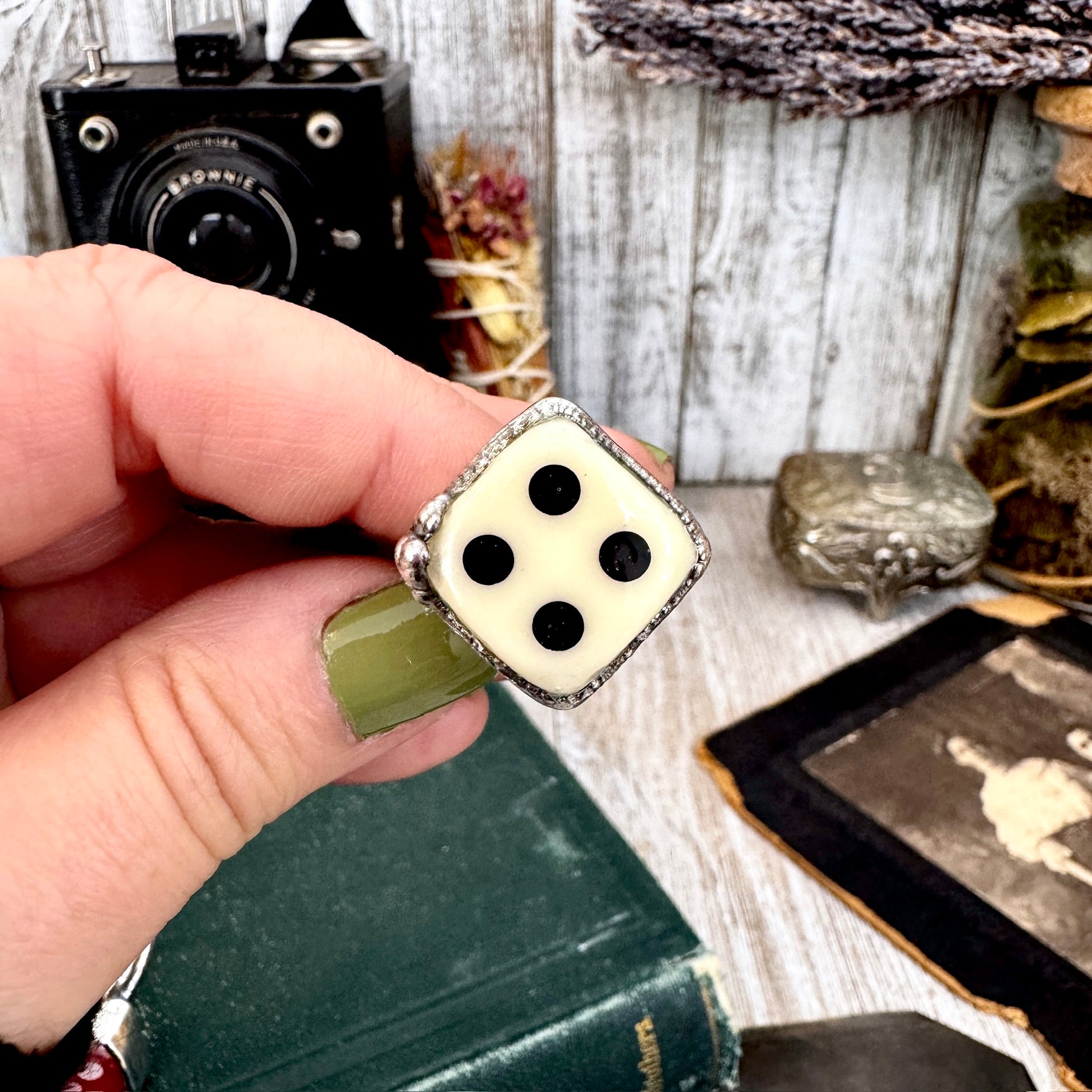 Playing Games - Dice Ring Fine Silver Size 6 7 8 9 10 11 / One of a Kind.