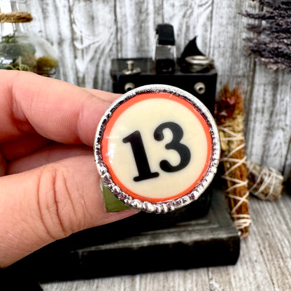 Playing Games - #13 Vintage Pool Ball Ring Fine Silver Size 10 / One of a Kind