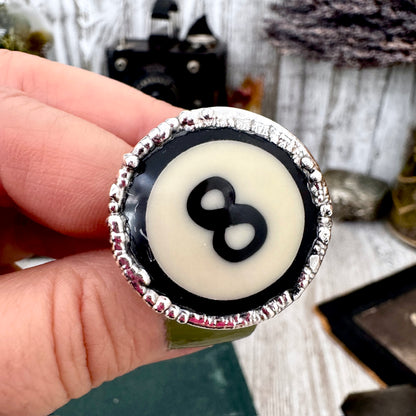 Playing Games - #8 Vintage Pool Ball Ring Fine Silver Size 10 / One of a Kind