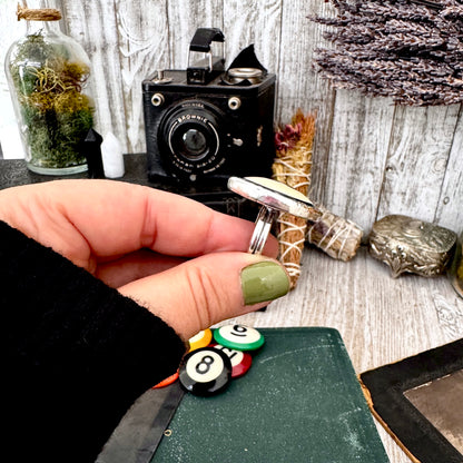 Playing Games - #8 Vintage Pool Ball Ring Fine Silver Size 8.5/ One of a Kind