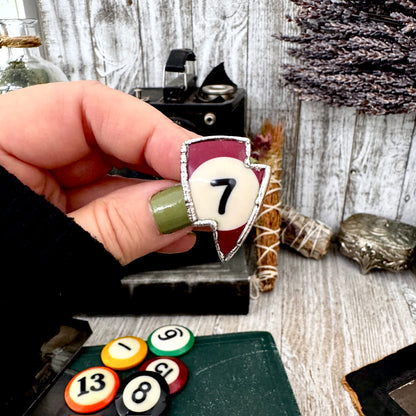 Playing Games - #7 Vintage Pool Ball Ring Fine Silver Size 7/ One of a Kind.